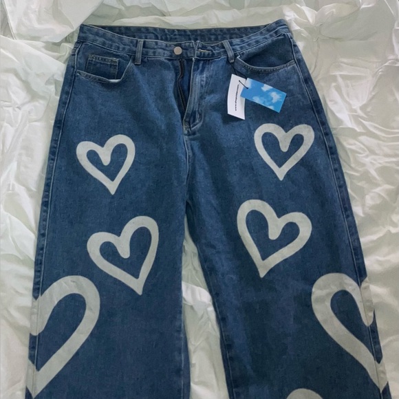 Cider straight leg jeans with hearts on them - Picture 12 of 15